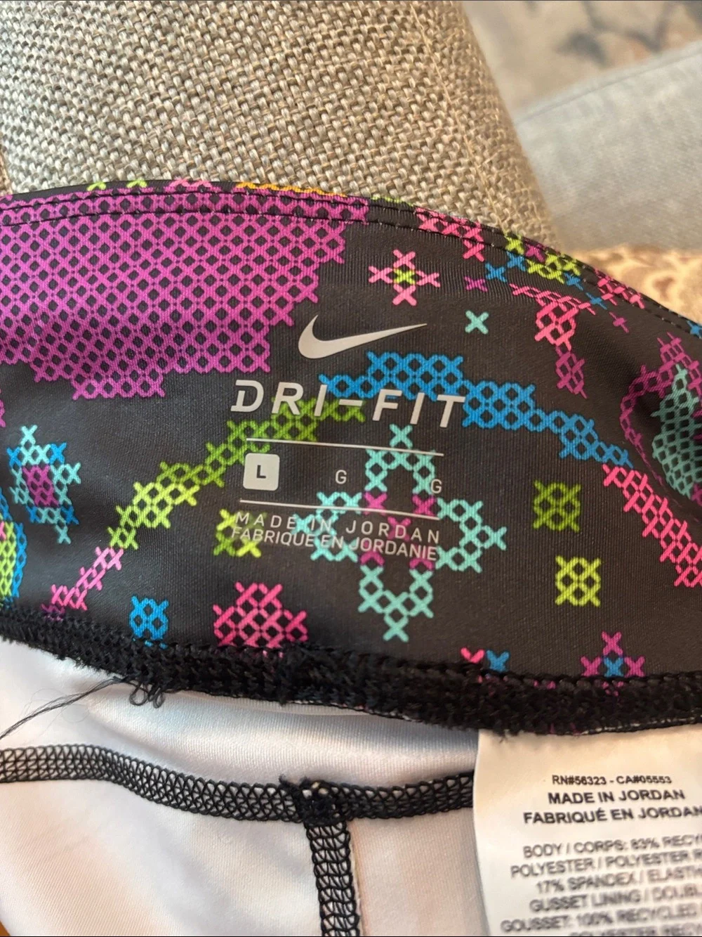 Nike WOMENS' Black Leggings with Purple, Teal & Pink Pixel Floral Print